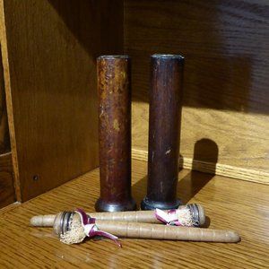 Antique Bobbin Candle Holders